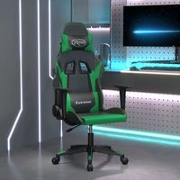 silla gaming  silla de oficina  silla gamer ergonomica cuero sintetico negro y verde cfw790365