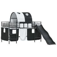 cama litera para ninos con cortinas negro 100 x 200 cm metal vidaxl