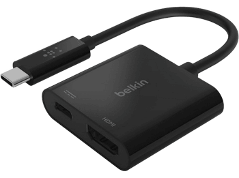 Cable adaptador - Belkin AVC002BTBK, Cargador, De USB-C a HDMI, Compatible con Apple, Negro
