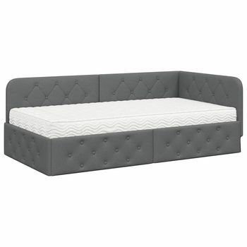 Estructura De Cama En Esquina Gris Oscuro 90 X 190 Cm Tela Vidaxl