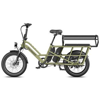 Fafrees Ff20 Cuv – Bicicleta Eléctrica De Carga Familiar (longtail) Con Doble Batería De 15 Ah – Verde