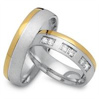 alianzas 14 quilates oro amarillo-blanco 6 diamantes