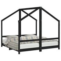estructura de cama para ninos madera de pino negro 80x160 cm vidaxl