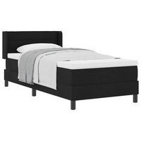 cama individual  cama para adulto  cama tipo box spring con cabecera manual negro 190 x 90 cm tela