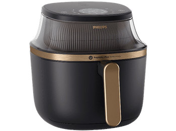 Freidora de aire - Philips Airfryer NA342/00 serie 3000, 7,2 L, 2000 w, 200 °C, 16 Programas, Tecnología RapidAir Plus, Pantalla Táctil, Negro/Oro