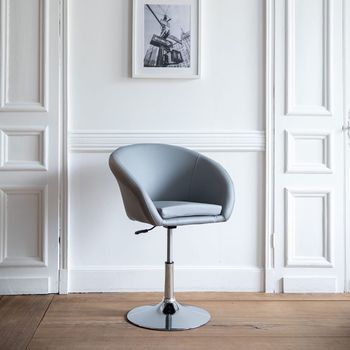 Taburete de bar regulable en polipiel gris