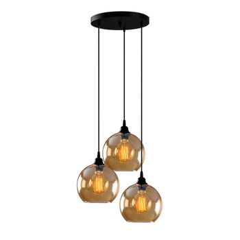 Lámpara De Techo Gold-021 Negro Oro Metal Vidrio 44x44x116 Cm