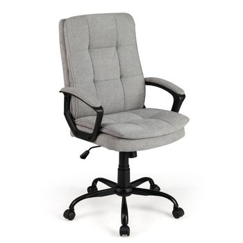 Costway Silla de Oficina Ergonómica con Altura Ajustable Transpirable con Ruedas Reposabrazos Gris