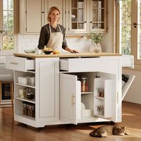 isla de cocina movil de 120 x 50 x 92 cm compartimento para basura estantes ajustables