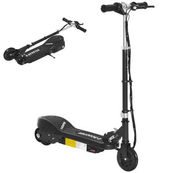 HOMCOM Patinete Eléctrico Niño 7-14 Años E-Scooter Plegable Manillar Ajustable 12km/h Batería Recargable 12V Monopatín 120W 50kg Negro   Aosom España