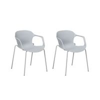 conjunto de 2 sillas de comedor gris con patas de metal estilo moderno industrial elbert