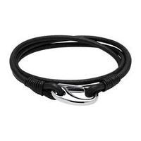 pulsera de cuero negro con cierre de langosta