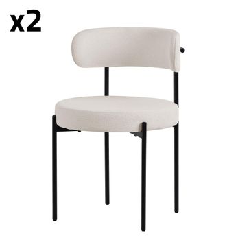 2x Sillas de comedor blanco asiento poliéster Teddy con respaldo alto