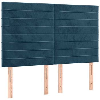 Cabeceros 4 Uds，cabecero Cama，panel De Cabecera Terciopelo Azul Oscuro 72x5x78/88 Cm