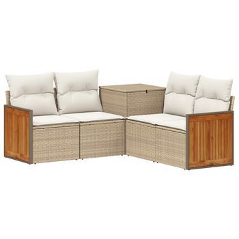 Juego De Sofá 5 Uds. Beige Y Blanco Crema Vidaxl
