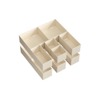 Organizador Cajones Divisores Cajas Plegables Tela no Tejida para Calcetines, Beige Arena / Juego de 12