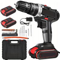 kit combinado de taladro inalambrico sin escobillas de 48v mini destornillador electrico de 2 velocidades herramientas electricas recargables para trabajos en madera metal y mamposteria con