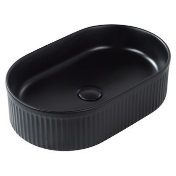 Lavabo Sobre Encimera De Cerámica Mate Negro 49 X 31 Cm Geldo