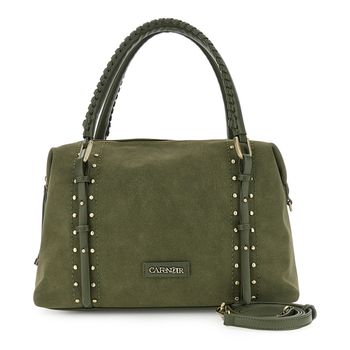 shopper efecto ante con acabado efecto piel green