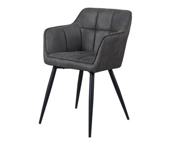 Silla de comedor birmingham con reposabrazos imitación de ante acero 79x56x54 cm - gris oscuro  [en.casa]