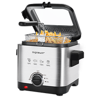 aigostar fries 30izd - freidora compacta de 15 litros libre de bpa 1000 watios con gran ventana transparente y temperatura ajustable acero inoxidable