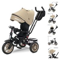 triciclo evolutivo speedy air con ruedas de goma asiento giratorio 360 y capota de lorelli - beige