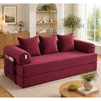 sofa modular de 3 plazas color burdeos 200  94  67 cm estructura metalica