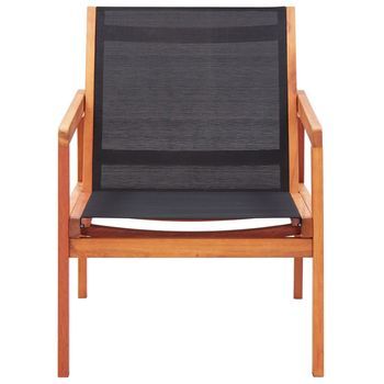 Silla De Jardín | Silla De Exterior | Sillón Madera Maciza De Eucalipto Y Textilene Negro