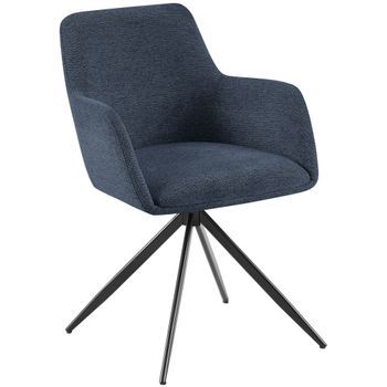 Silla De Comedor Olema Tapizada En Tela Azul 62x56x81 Cm Clp