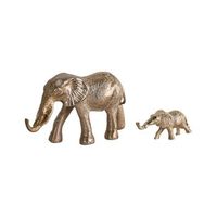 conjunto de 2 figuras decorativas adorno animal elefante para estanteria dorada sedlari