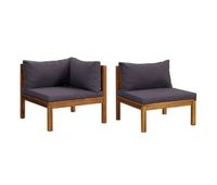 vidaxl juego de sofas 2 pzas con cojines gris oscuro madera de acacia