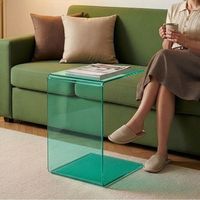 mesa auxiliar trolmapilu en forma de c vidrio templado 60x40x40 cm verde encasa
