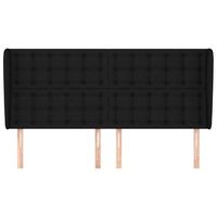 cabecero cama mueble de dormitorio con orejas de tela 163 x 23 x 118128 cm negro m020003607