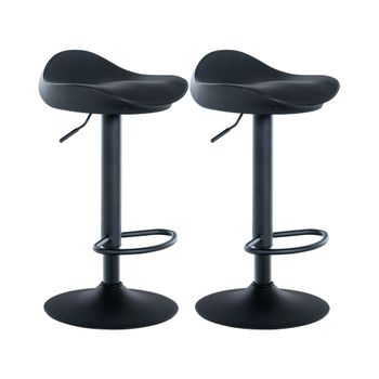 Set de 2 Taburetes de bar regulable en Simil cuero Negro