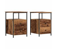 vidaxl mesitas de noche 2 uds madera envejecida 34x355x50 cm