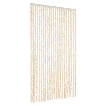 Cortina Antimoscas Chenilla Beige Y Blanco 100x230 Cm Vidaxl