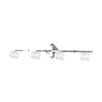 Aplique De Pared Toplight Metropolitan De 4 Luces Con Casquillo G9, Estructura Cromada Y Cristal Trabajado, Diseño Moderno 80x10x18cm