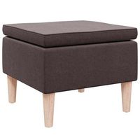 taburete con patas de madera tapizado tela marron oscuro vidaxl