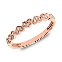 anillo corazones de oro rosa 14 quilates con diamantes