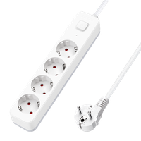 aigostar regleta enchufes alargador enchufe de 4 enchufes con interruptor cable de 15 metros blanco