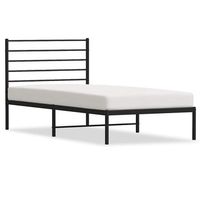 cama individual  cama de adulto  estructura cama sin colchon con cabecero metal negro 107x203 cm