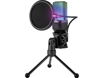 Micrófono - Woxter Studio 65 RGB, USB DC 5V, -38+3dB, Iluminación Negro