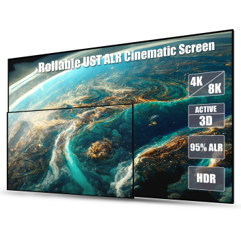 AWOL 100 pulgadas ALR proyector pantalla cinematográfica UST 16:9 ángulo de visión de 170°, absorbe el 95% de la luz amb