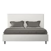 cama con somier acolchada 160x210 cuero sintetico blanco focus