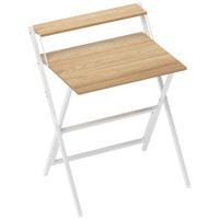 homcom escritorio plegable 655 x 45 cm con estante de almacenamiento para dormitorio espacios pequenos madera natural   aosom espana