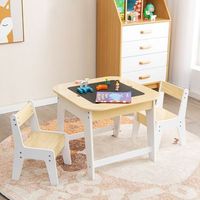 juego de mesa y sillas infantil mesa de actividades con almacenamiento oculto natural