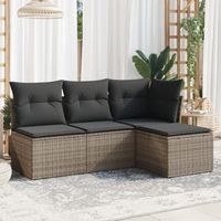 conjunto de sofas de jardin 4 uds  mueble jardin mesa y sillas y cojines ratan sintetico gris cfw708557