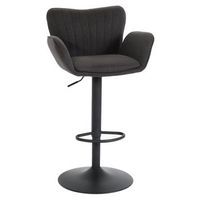 taburete de bar x1 giratorio con reposabrazos giratorio y reposapies en tela gris oscuro con base de metal negro 040008587