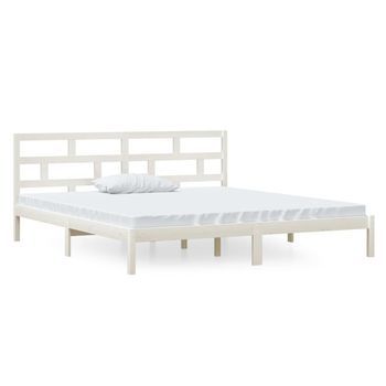 Cama Matrimonial | Cama Para Adultos | Estructura De Cama De Madera Maciza De Pino Blanco 140x190 Cm