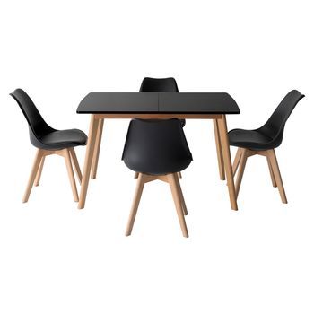 Conjunto De Mesa Extensible Helga 120 / 160cm Y 4 Sillas Nora